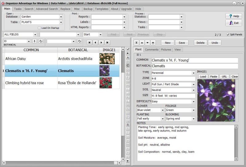 Garden Plant Cataloging Software for Windows PCs
